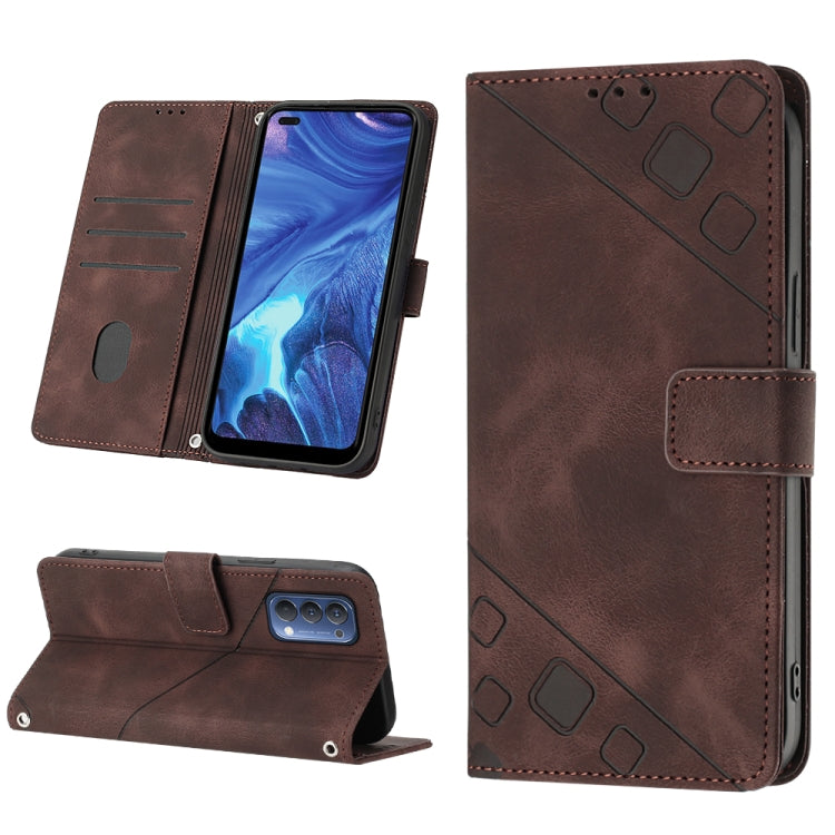 Custodia per telefono in pelle goffrata effetto pelle, For OPPO Reno4, For OPPO Reno5 4G / Reno5 5G, For OPPO Reno6 4G, For OPPO Reno8 T 5G/A1 Pro 5G Global