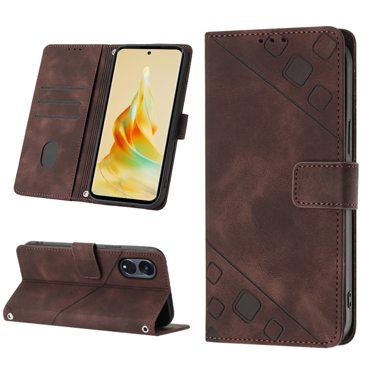 Custodia per telefono in pelle goffrata effetto pelle, For OPPO Reno4, For OPPO Reno5 4G / Reno5 5G, For OPPO Reno6 4G, For OPPO Reno8 T 5G/A1 Pro 5G Global