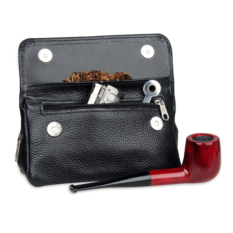Borsa porta pipa doppia in pelle bovina artigianale