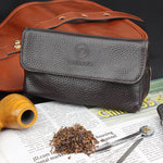Borsa porta pipa doppia in pelle bovina artigianale