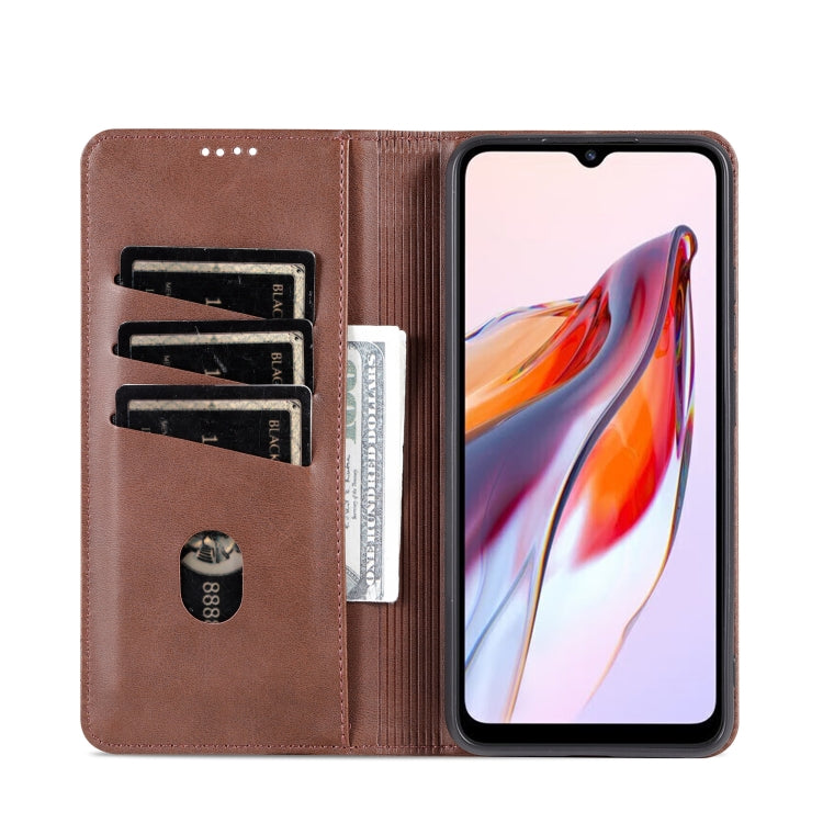 AZNS Custodia per telefono in pelle a conchiglia con struttura in vitello magnetico, For Xiaomi Redmi 12C / Redmi 11A / Poco C55
