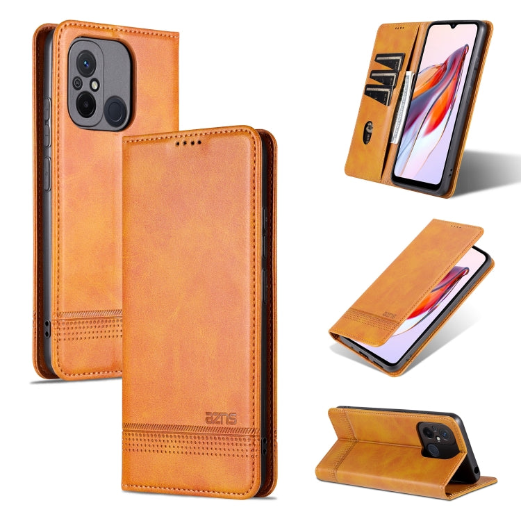 AZNS Custodia per telefono in pelle a conchiglia con struttura in vitello magnetico, For Xiaomi Redmi 12C / Redmi 11A / Poco C55
