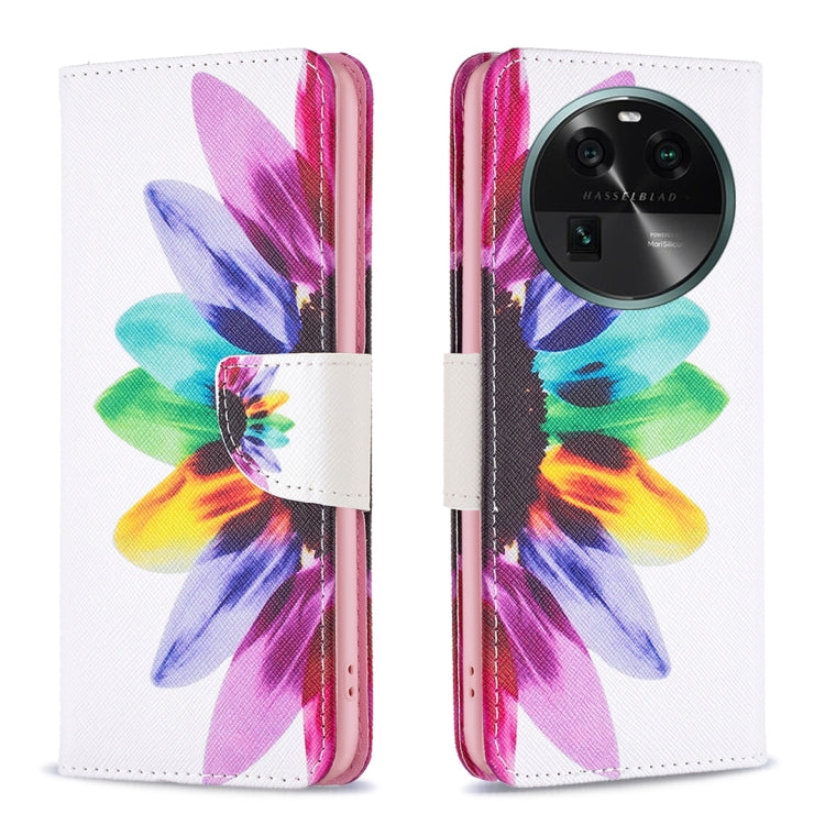 Custodia in pelle con motivo colorato per OPPO Find X6