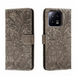 Custodia per telefono in pelle flip goffrata fiore di pizzo, For Xiaomi 13, For Xiaomi Poco C40, For Xiaomi Poco M4 Pro