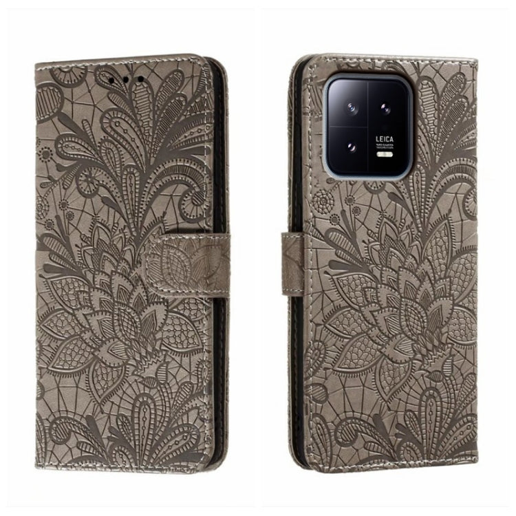 Custodia per telefono in pelle flip goffrata fiore di pizzo, For Xiaomi 13, For Xiaomi Poco C40, For Xiaomi Poco M4 Pro