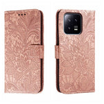 Custodia per telefono in pelle flip goffrata fiore di pizzo, For Xiaomi 13, For Xiaomi Poco C40, For Xiaomi Poco M4 Pro