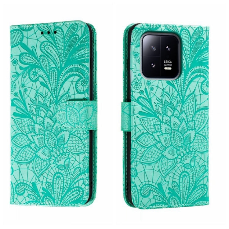 Custodia per telefono in pelle flip goffrata fiore di pizzo, For Xiaomi 13, For Xiaomi Poco C40, For Xiaomi Poco M4 Pro