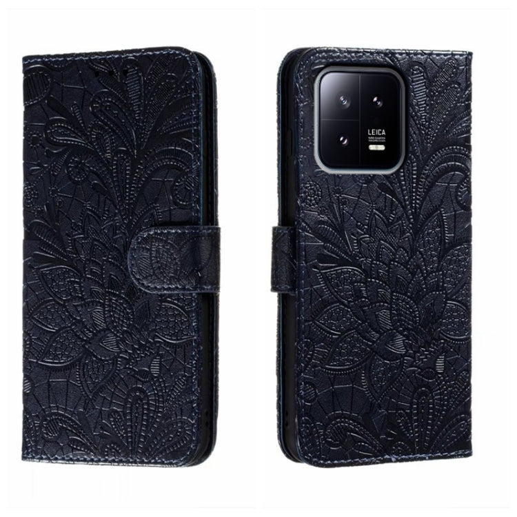 Custodia per telefono in pelle flip goffrata fiore di pizzo, For Xiaomi 13, For Xiaomi Poco C40, For Xiaomi Poco M4 Pro