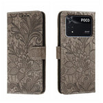 Custodia per telefono in pelle flip goffrata fiore di pizzo, For Xiaomi 13, For Xiaomi Poco C40, For Xiaomi Poco M4 Pro