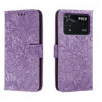 Custodia per telefono in pelle flip goffrata fiore di pizzo, For Xiaomi 13, For Xiaomi Poco C40, For Xiaomi Poco M4 Pro