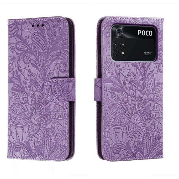 Custodia per telefono in pelle flip goffrata fiore di pizzo, For Xiaomi 13, For Xiaomi Poco C40, For Xiaomi Poco M4 Pro