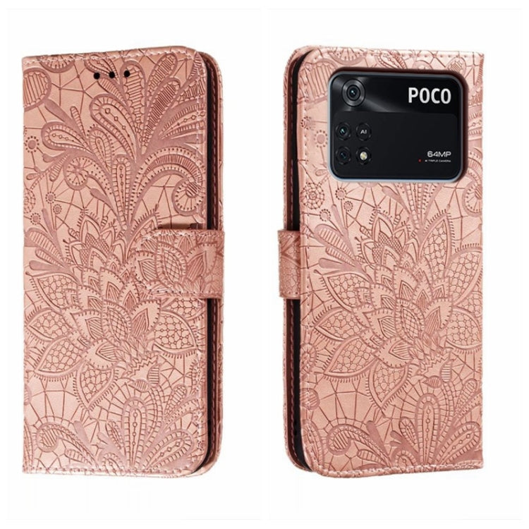 Custodia per telefono in pelle flip goffrata fiore di pizzo, For Xiaomi 13, For Xiaomi Poco C40, For Xiaomi Poco M4 Pro