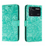 Custodia per telefono in pelle flip goffrata fiore di pizzo, For Xiaomi 13, For Xiaomi Poco C40, For Xiaomi Poco M4 Pro