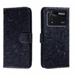 Custodia per telefono in pelle flip goffrata fiore di pizzo, For Xiaomi 13, For Xiaomi Poco C40, For Xiaomi Poco M4 Pro