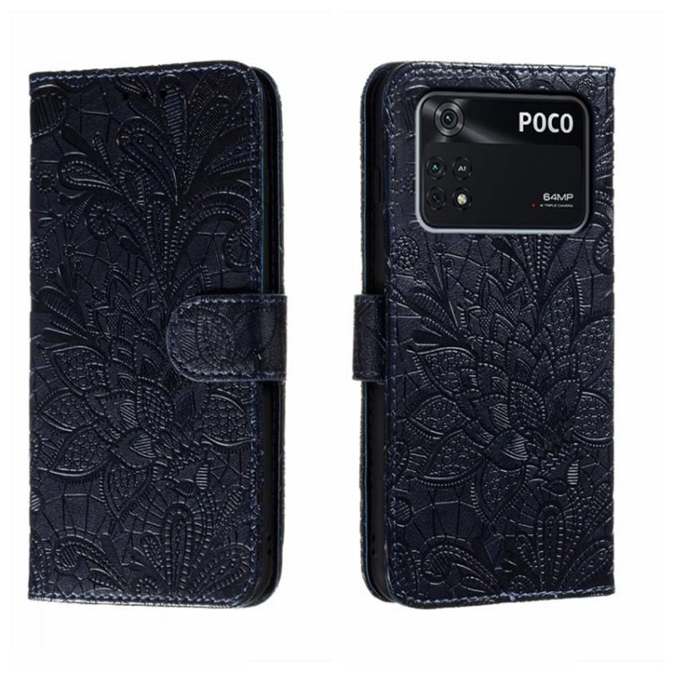 Custodia per telefono in pelle flip goffrata fiore di pizzo, For Xiaomi 13, For Xiaomi Poco C40, For Xiaomi Poco M4 Pro