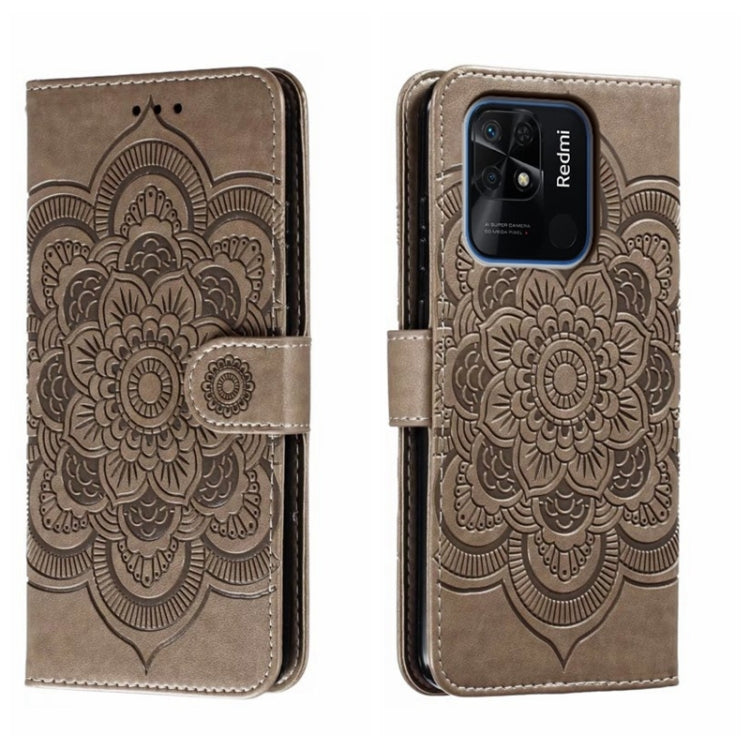Custodia in pelle per telefono con motivo a goffratura Sun Mandala, For Xiaomi Redmi 10C, For Xiaomi Redmi 12C, For Xiaomi Redmi A1