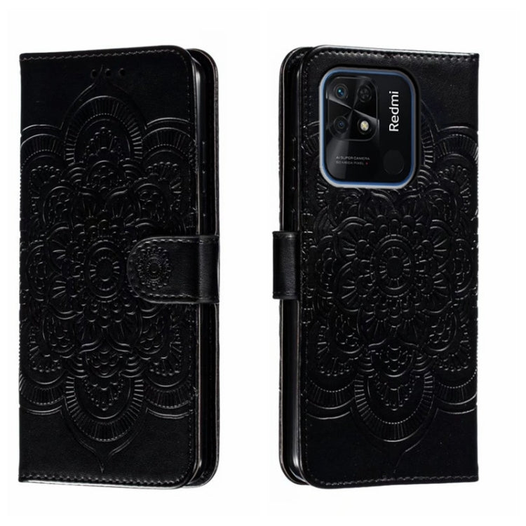 Custodia in pelle per telefono con motivo a goffratura Sun Mandala, For Xiaomi Redmi 10C, For Xiaomi Redmi 12C, For Xiaomi Redmi A1