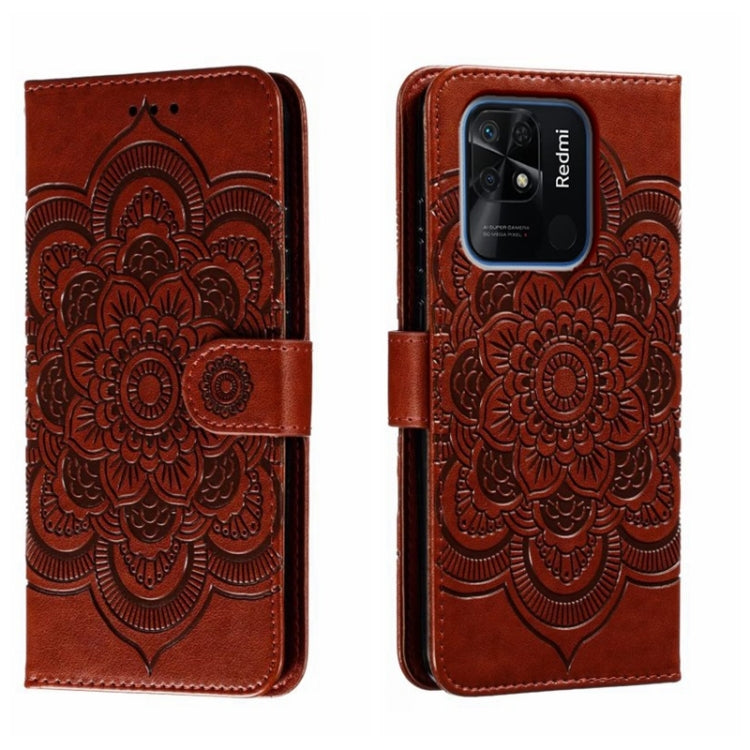 Custodia in pelle per telefono con motivo a goffratura Sun Mandala, For Xiaomi Redmi 10C, For Xiaomi Redmi 12C, For Xiaomi Redmi A1