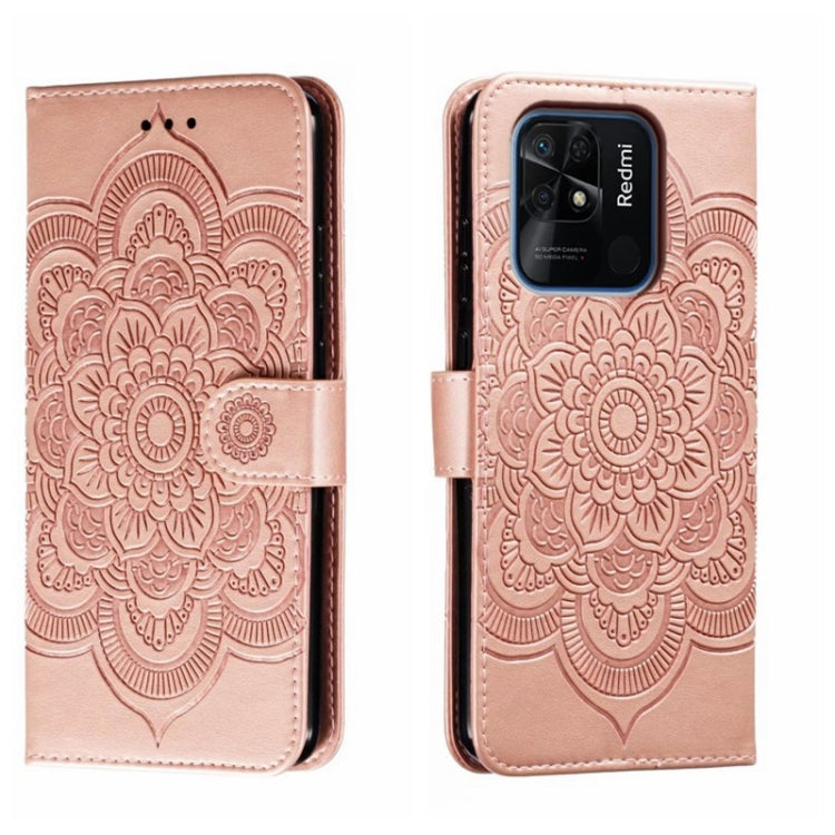 Custodia in pelle per telefono con motivo a goffratura Sun Mandala, For Xiaomi Redmi 10C, For Xiaomi Redmi 12C, For Xiaomi Redmi A1