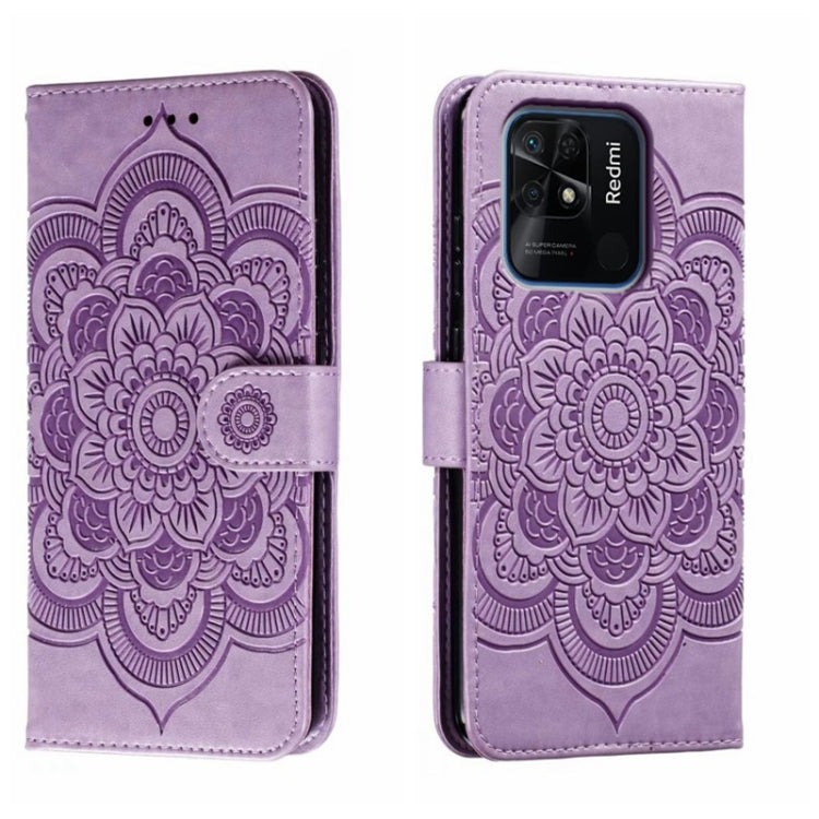 Custodia in pelle per telefono con motivo a goffratura Sun Mandala, For Xiaomi Redmi 10C, For Xiaomi Redmi 12C, For Xiaomi Redmi A1