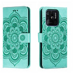 Custodia in pelle per telefono con motivo a goffratura Sun Mandala, For Xiaomi Redmi 10C, For Xiaomi Redmi 12C, For Xiaomi Redmi A1