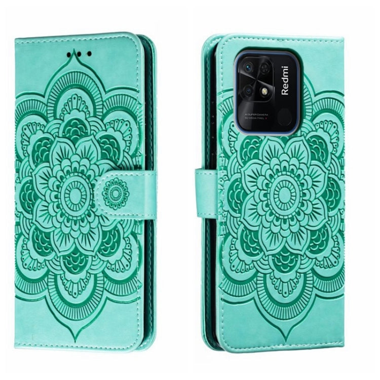 Custodia in pelle per telefono con motivo a goffratura Sun Mandala, For Xiaomi Redmi 10C, For Xiaomi Redmi 12C, For Xiaomi Redmi A1