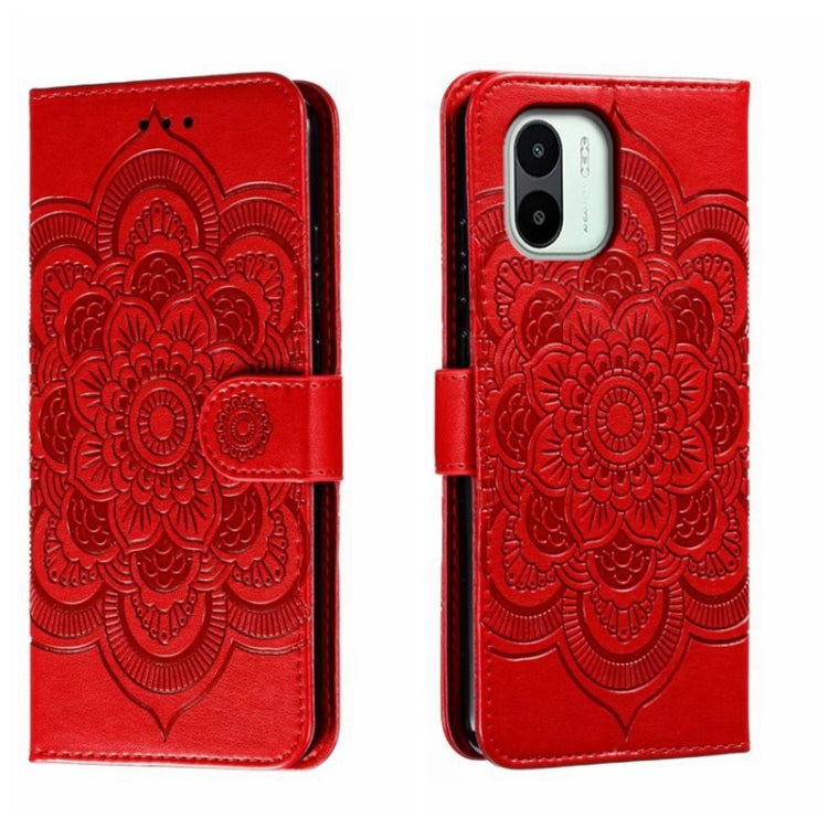Custodia in pelle per telefono con motivo a goffratura Sun Mandala, For Xiaomi Redmi 10C, For Xiaomi Redmi 12C, For Xiaomi Redmi A1