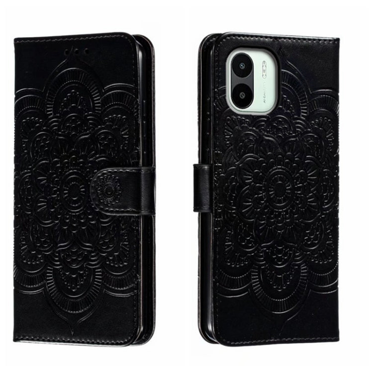 Custodia in pelle per telefono con motivo a goffratura Sun Mandala, For Xiaomi Redmi 10C, For Xiaomi Redmi 12C, For Xiaomi Redmi A1