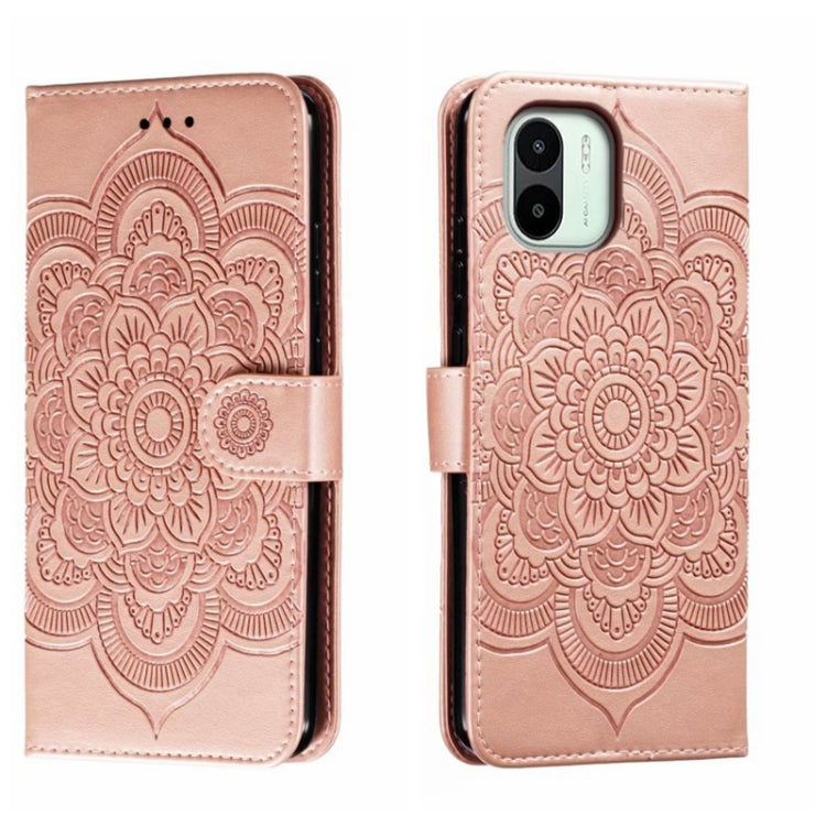 Custodia in pelle per telefono con motivo a goffratura Sun Mandala, For Xiaomi Redmi 10C, For Xiaomi Redmi 12C, For Xiaomi Redmi A1