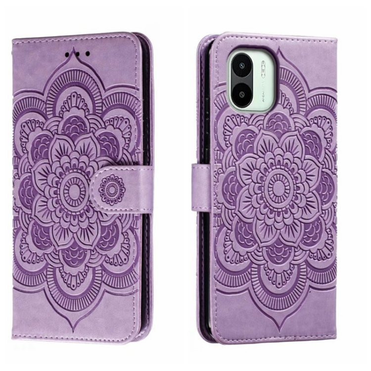 Custodia in pelle per telefono con motivo a goffratura Sun Mandala, For Xiaomi Redmi 10C, For Xiaomi Redmi 12C, For Xiaomi Redmi A1