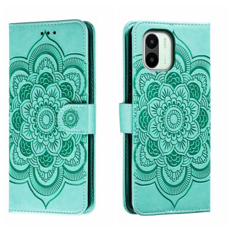 Custodia in pelle per telefono con motivo a goffratura Sun Mandala, For Xiaomi Redmi 10C, For Xiaomi Redmi 12C, For Xiaomi Redmi A1