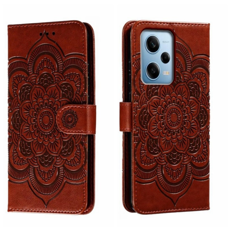 Custodia in pelle per telefono con motivo a goffratura Sun Mandala, For Xiaomi Redmi Note 12 Pro 5G Global, For Xiaomi 12 Lite, For Xiaomi 13