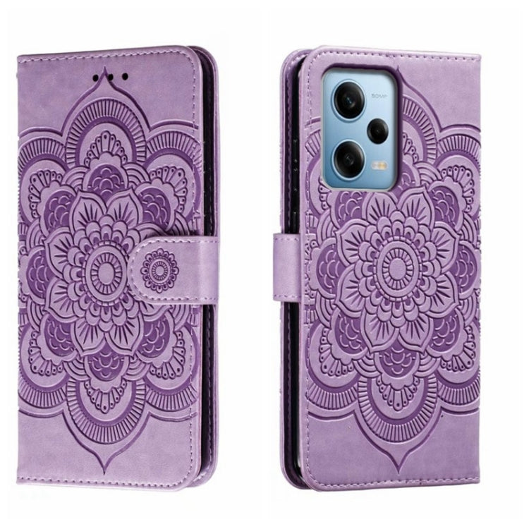 Custodia in pelle per telefono con motivo a goffratura Sun Mandala, For Xiaomi Redmi Note 12 Pro 5G Global, For Xiaomi 12 Lite, For Xiaomi 13