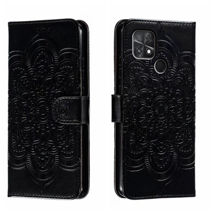 Custodia in pelle per telefono con motivo a goffratura Sun Mandala, For Xiaomi Poco C40, For Xiaomi Poco M4 Pro