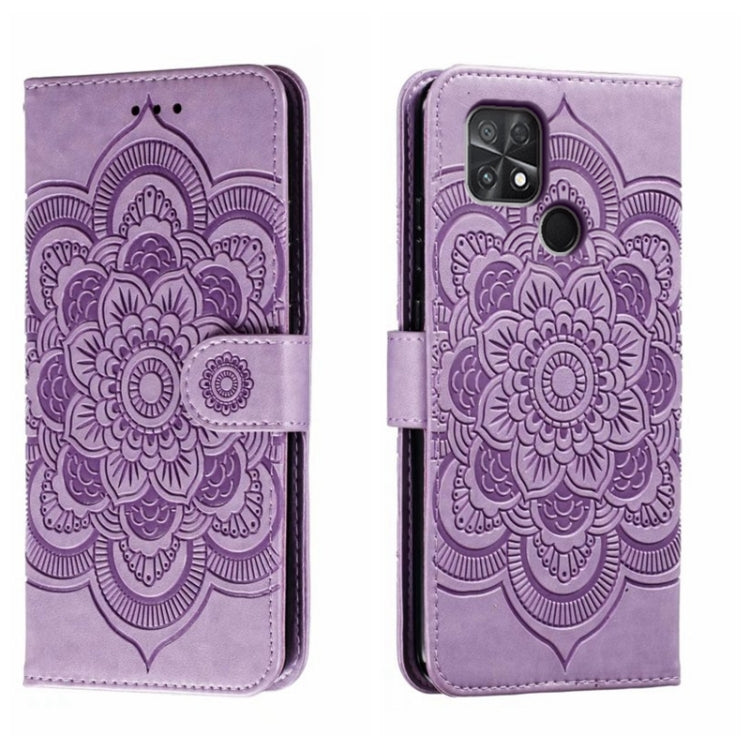 Custodia in pelle per telefono con motivo a goffratura Sun Mandala, For Xiaomi Poco C40, For Xiaomi Poco M4 Pro