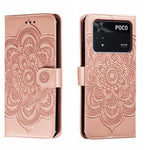 Custodia in pelle per telefono con motivo a goffratura Sun Mandala, For Xiaomi Poco C40, For Xiaomi Poco M4 Pro