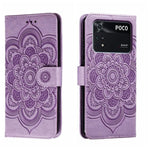 Custodia in pelle per telefono con motivo a goffratura Sun Mandala, For Xiaomi Poco C40, For Xiaomi Poco M4 Pro