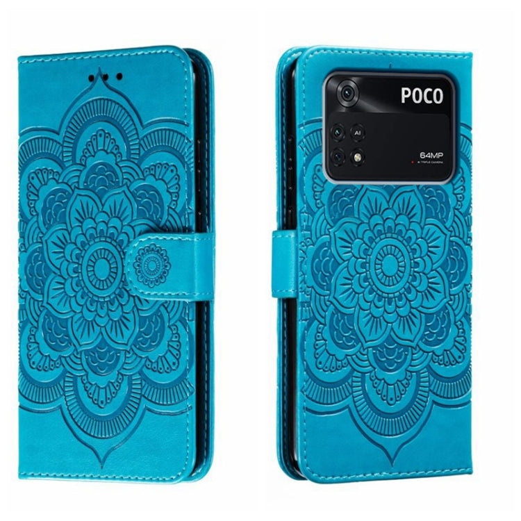 Custodia in pelle per telefono con motivo a goffratura Sun Mandala, For Xiaomi Poco C40, For Xiaomi Poco M4 Pro