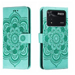 Custodia in pelle per telefono con motivo a goffratura Sun Mandala, For Xiaomi Poco C40, For Xiaomi Poco M4 Pro