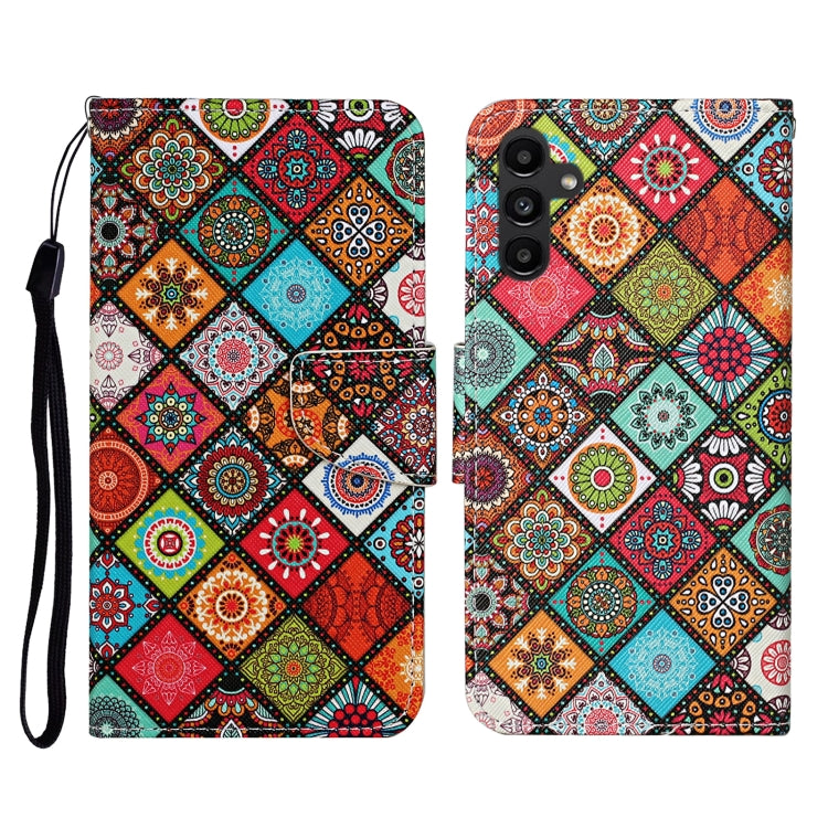 Custodia in pelle con motivo per Samsung Galaxy A24 4G