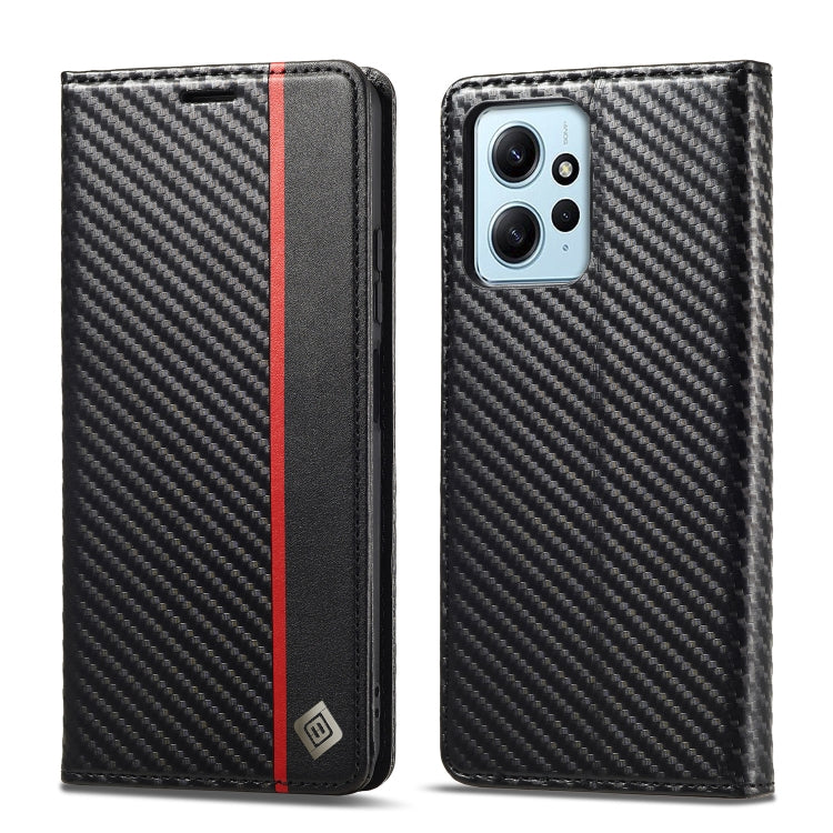 Custodia per telefono in pelle in fibra di carbonio LC.IMEEKE, For Xiaomi Redmi Note 12 4G Global