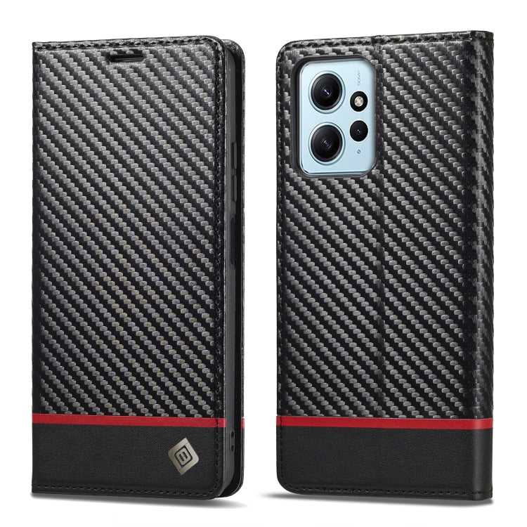Custodia per telefono in pelle in fibra di carbonio LC.IMEEKE, For Xiaomi Redmi Note 12 4G Global