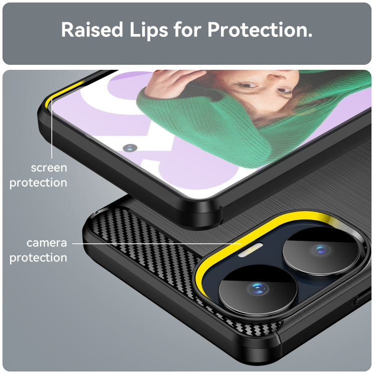 Custodia per telefono TPU in fibra di carbonio con trama spazzolata, For Realme C55, For OPPO A58 5G, For OPPO A58X 5G, For OPPO A78 5G
