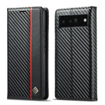 Custodia per telefono in pelle in fibra di carbonio LC.IMEEKE, For Google Pixel 7a