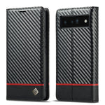Custodia per telefono in pelle in fibra di carbonio LC.IMEEKE, For Google Pixel 7a