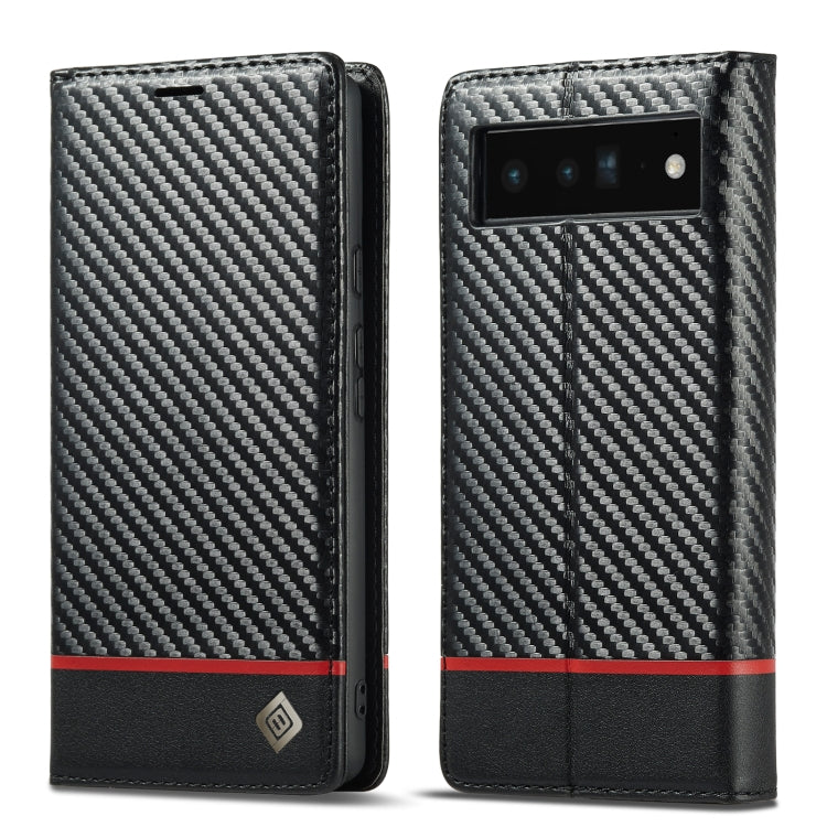 Custodia per telefono in pelle in fibra di carbonio LC.IMEEKE, For Google Pixel 7a