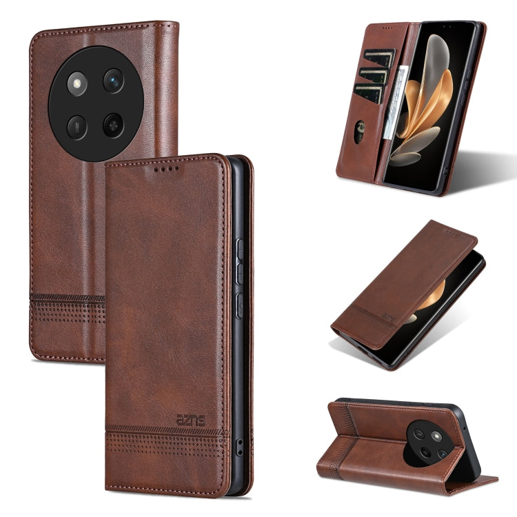 AZNS Custodia per telefono in pelle a conchiglia con struttura in vitello magnetico, For Honor 300, For Honor Magic7 Pro, For Honor Magic7, For Honor X60 Pro