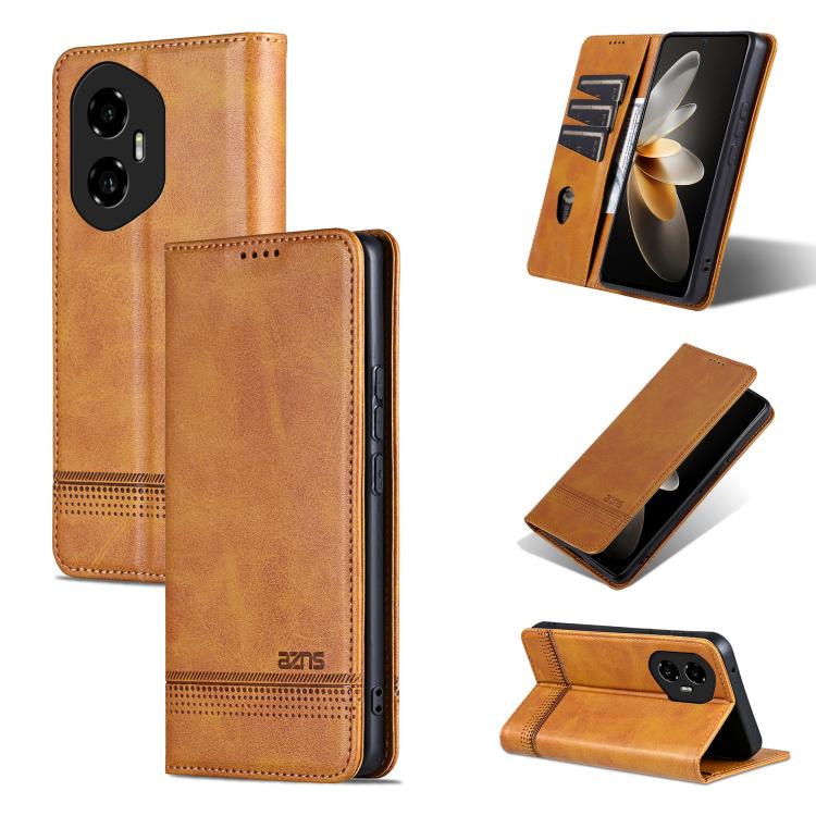 AZNS Custodia per telefono in pelle a conchiglia con struttura in vitello magnetico, For Honor 300, For Honor Magic7 Pro, For Honor Magic7, For Honor X60 Pro