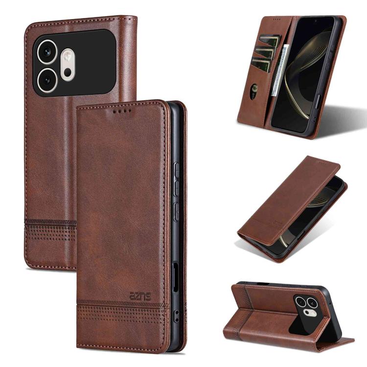 AZNS Custodia per telefono in pelle a conchiglia con struttura in vitello magnetico, For Honor X80 Pro Max 5G, For Honor Play 80 Plus 5G, For Honor 600 Pro Global, For Honor 600 Global