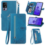Custodia per telefono in pelle con cerniera fiore in rilievo, For Realme C55, For TCL 40R, For TCL 40 SE, For TCL 403